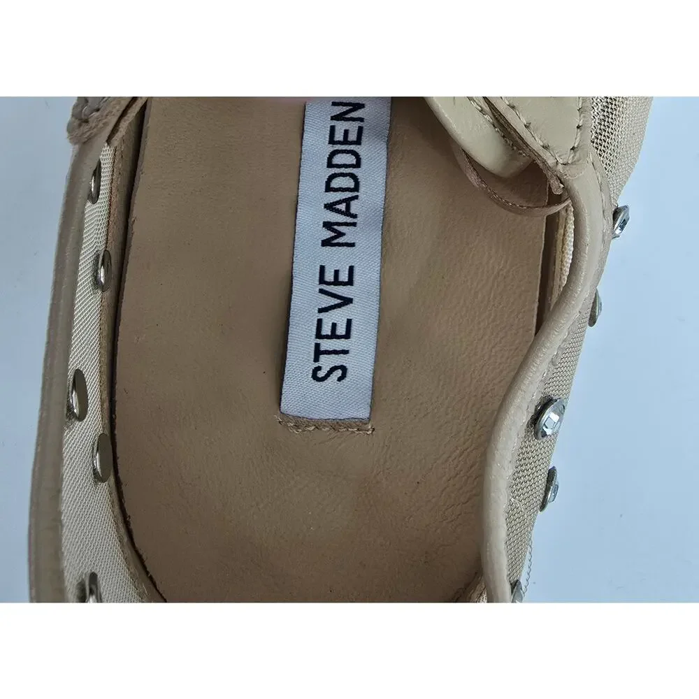 Steve Madden Tread Mauve Mesh Rhinstone Sneakers Minimalist Glam Chic